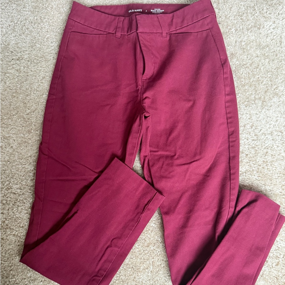 Old Navy High-Rise Pixie Skinny Pants in Deep Red